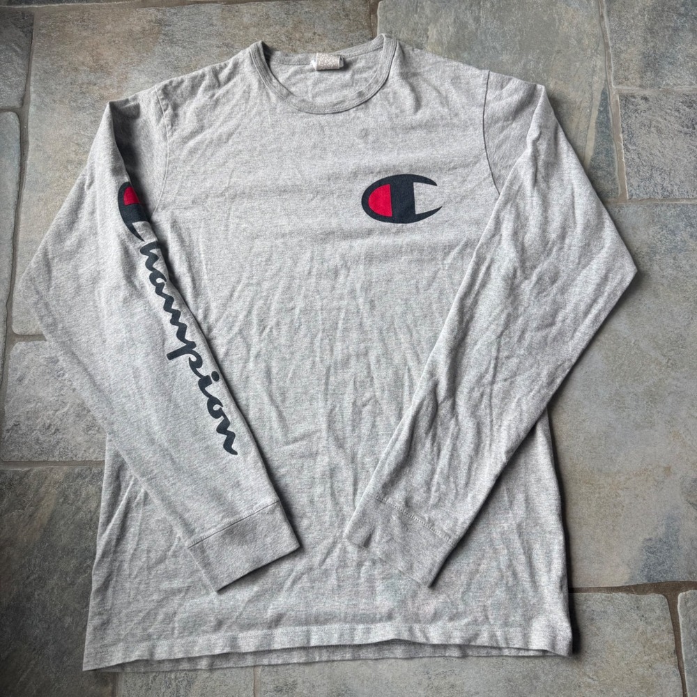 Vintage Y2K Champion Long Sleeve Shirt Men's L | Big Logo & Sleeve Print